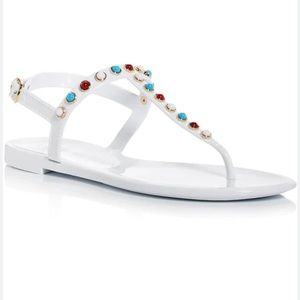 NEW stuart weitzman white studded sandals
